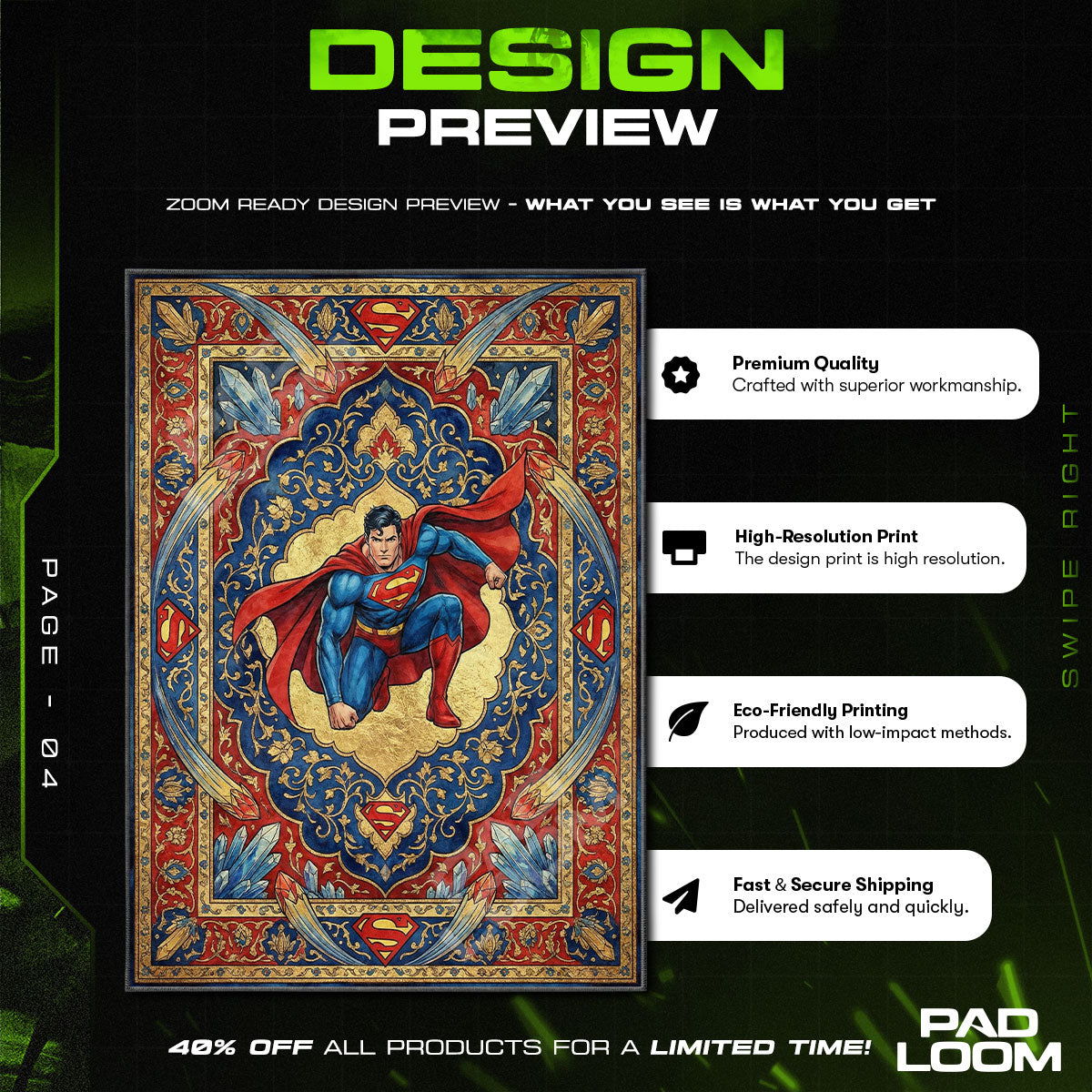 Room character design printed on rug
