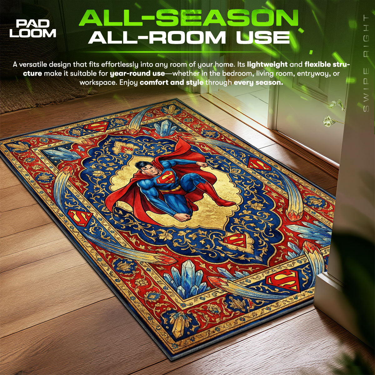 Superman Krypton Tapestry Superman Room fan rug — premium quality print