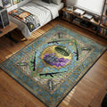 Rust supply drop crate with parachute purple smoke and assault rifles loot art style gaming area rug and floor mat