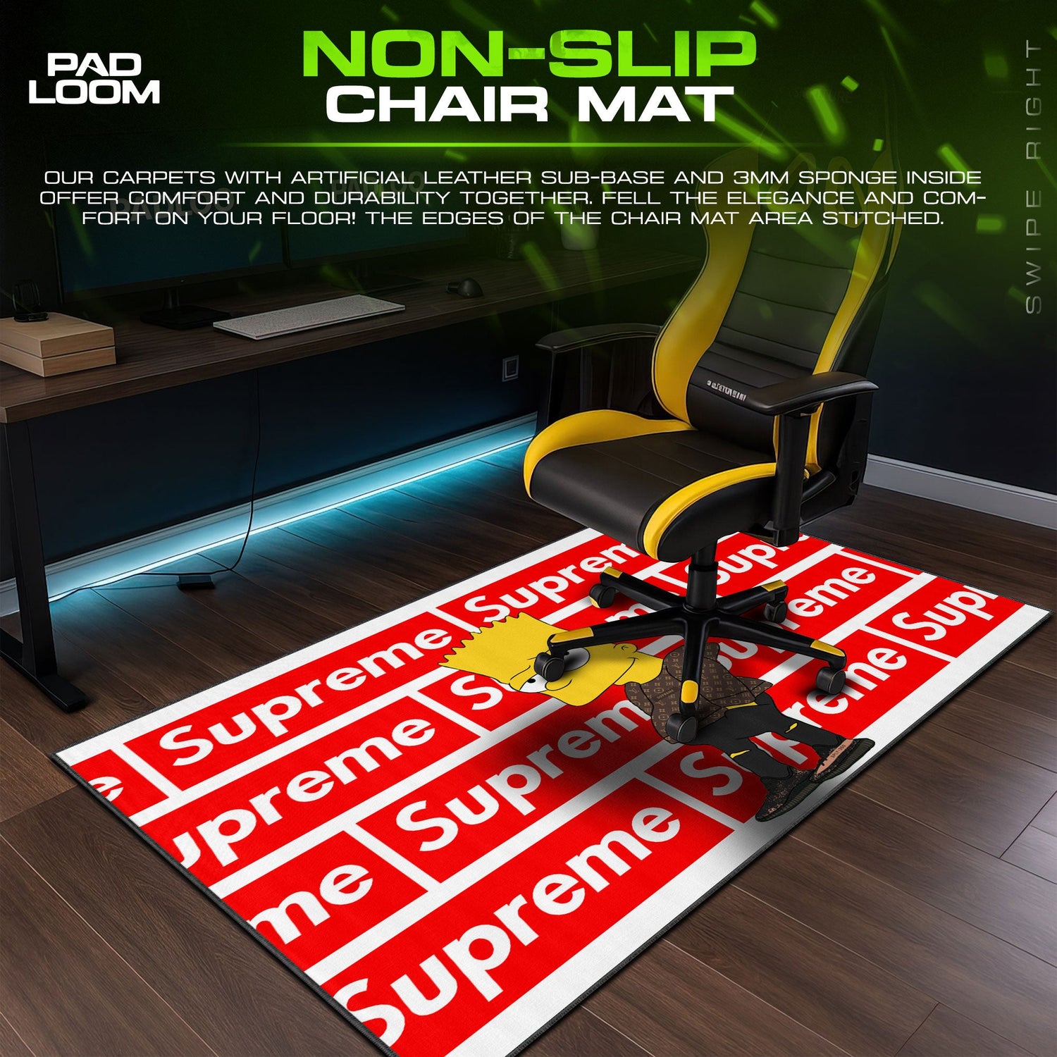 Supreme Bart Mouse Pad, Hypebeast Cartoon Desk Mat Padloom