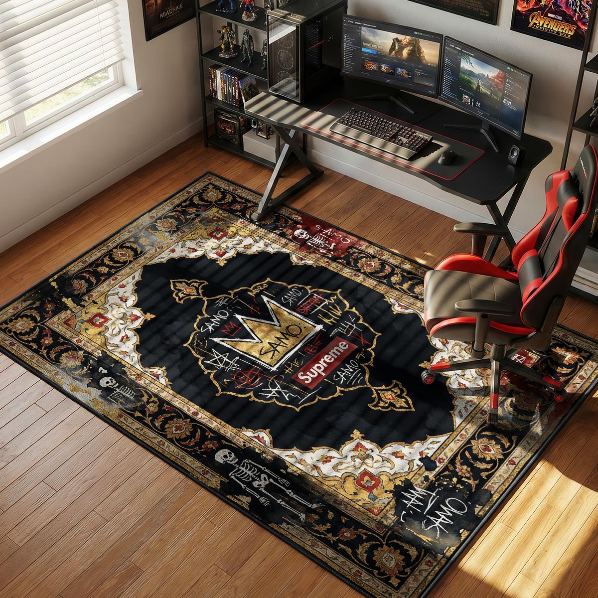 Supreme Basquiat Crown Street Art Floor rug — main product view
