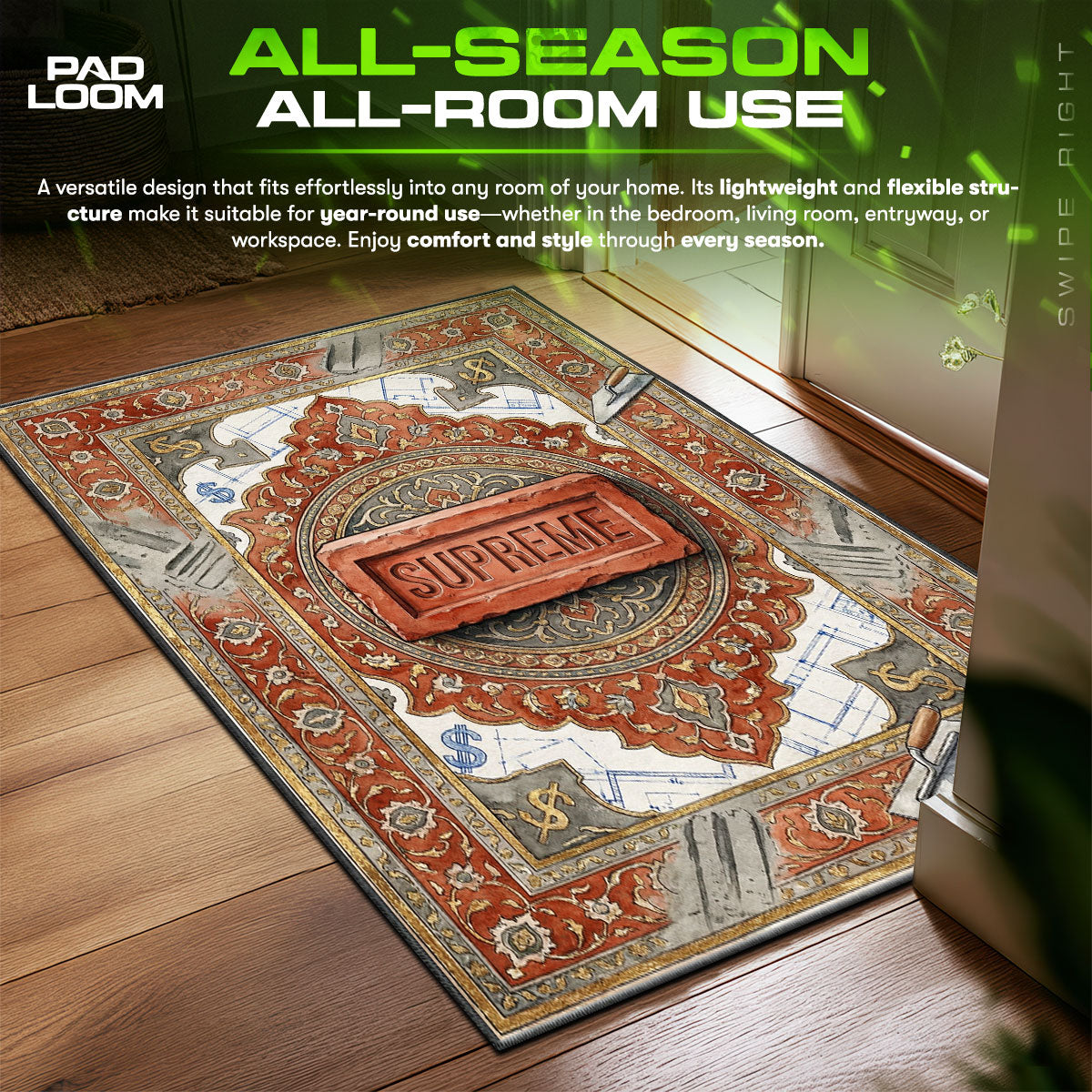 Supreme Brick Blueprint Rug - Streetwear Floor Mat