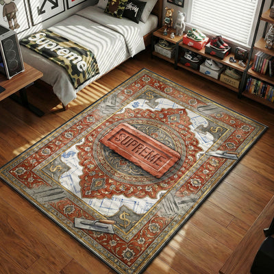 Supreme Brick Blueprint Rug - Streetwear Floor Mat