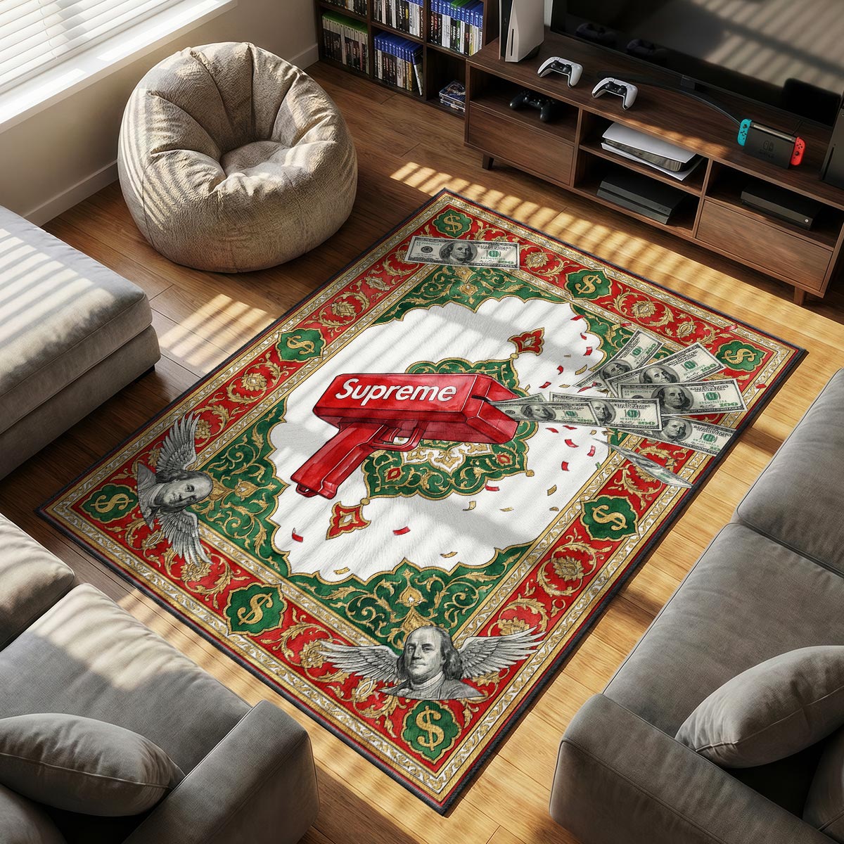 Supreme Cash Cannon Angel Rug - Sneakerhead Floor Mat