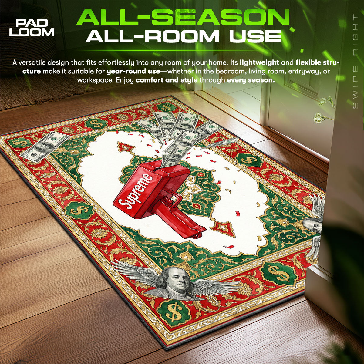 Supreme Cash Cannon Angel Rug - Sneakerhead Floor Mat