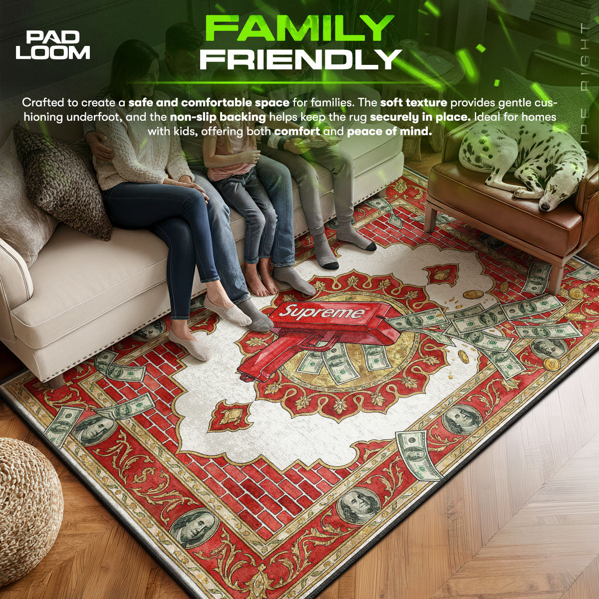 Supreme Money Gun Cash Cannon Rug - Hypebeast Floor Mat