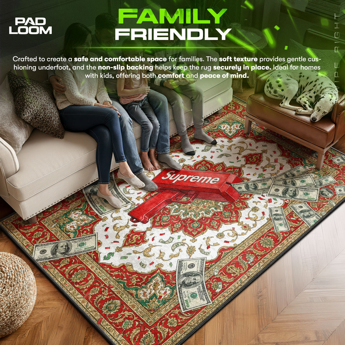 Supreme Cash Cannon Persian Rug - Hype Floor Mat