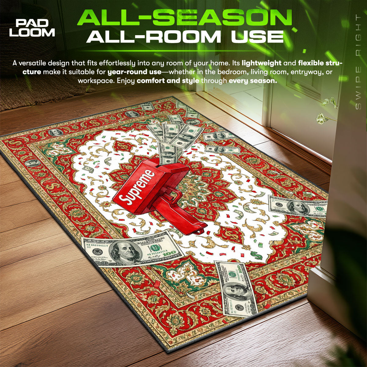Supreme Cash Cannon Persian Rug - Hype Floor Mat