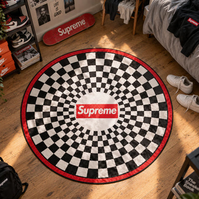 Supreme Checkerboard Round Rug - Hypebeast Chair Mat