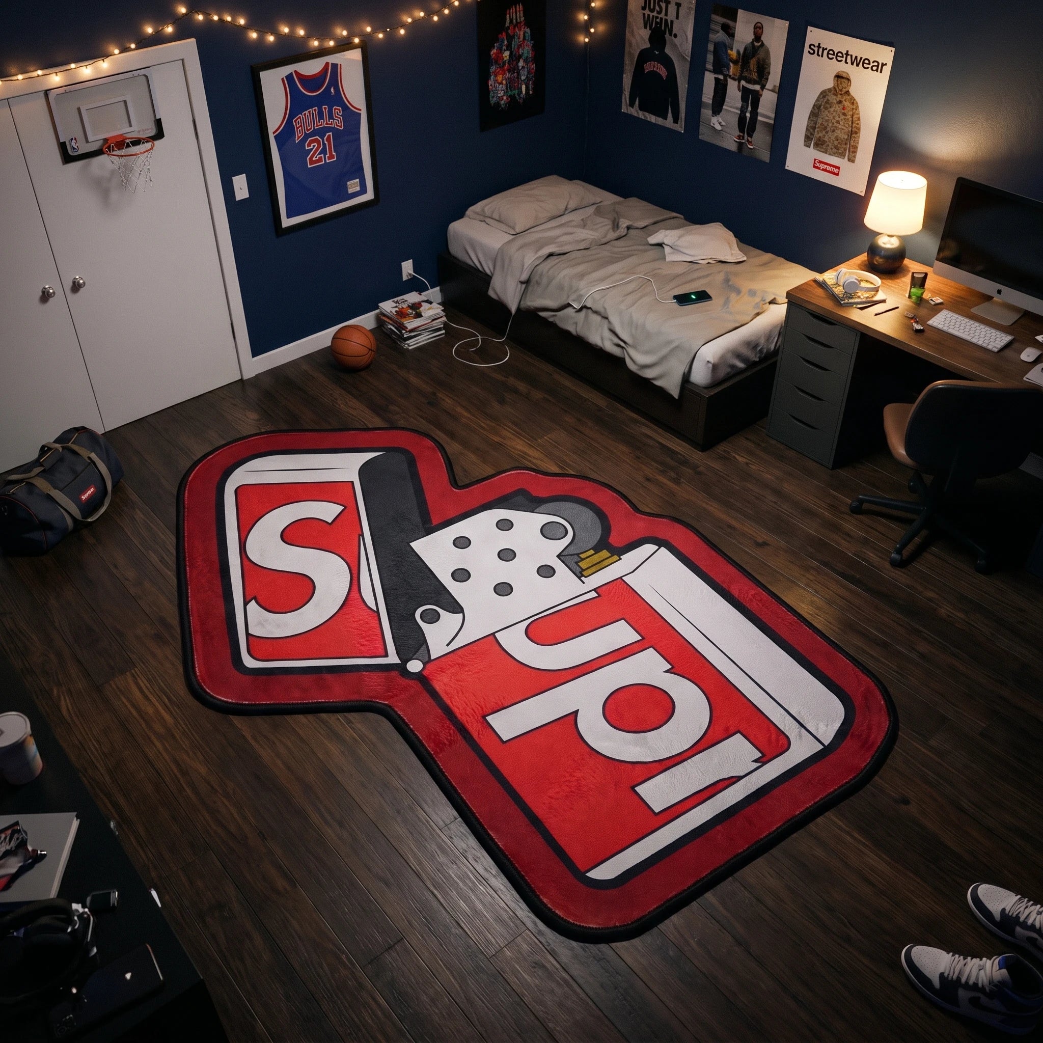 Supreme Lighter Rug - Shaped Man Cave Area Rug