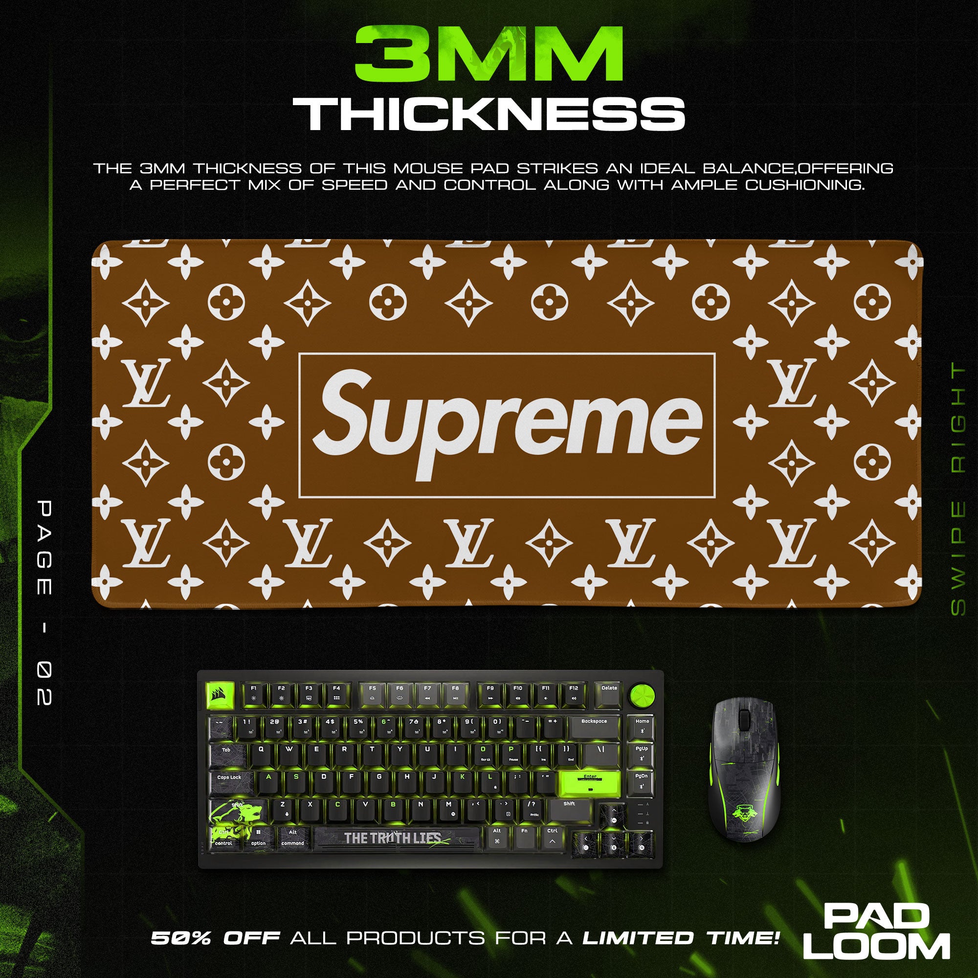Supreme LV Brown Mouse Pad - Luxury Street Desk Mat