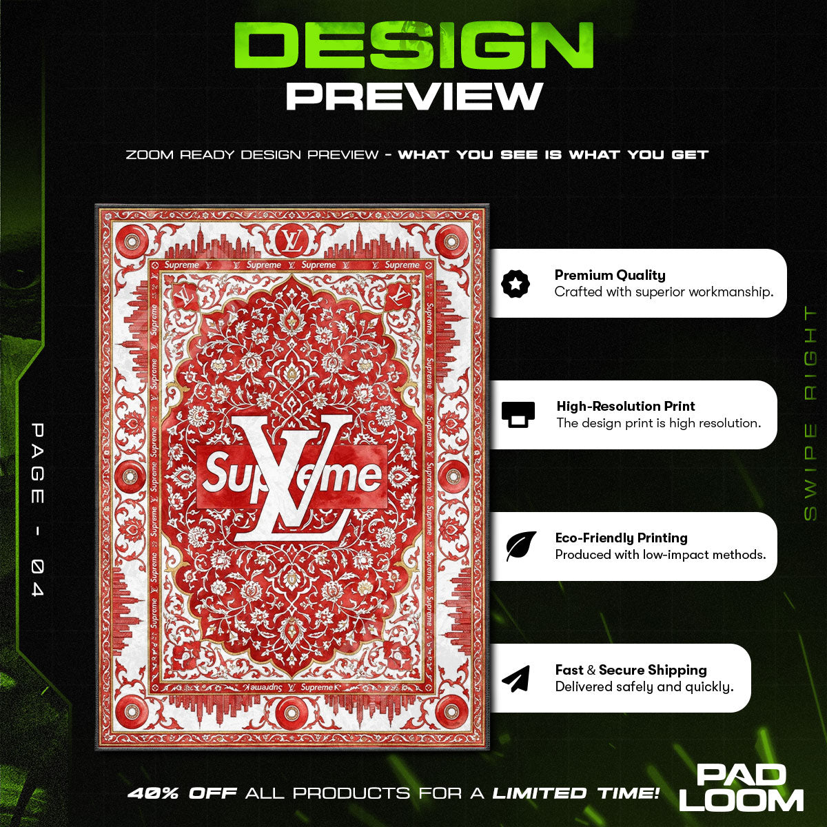 Floor character design printed on rug