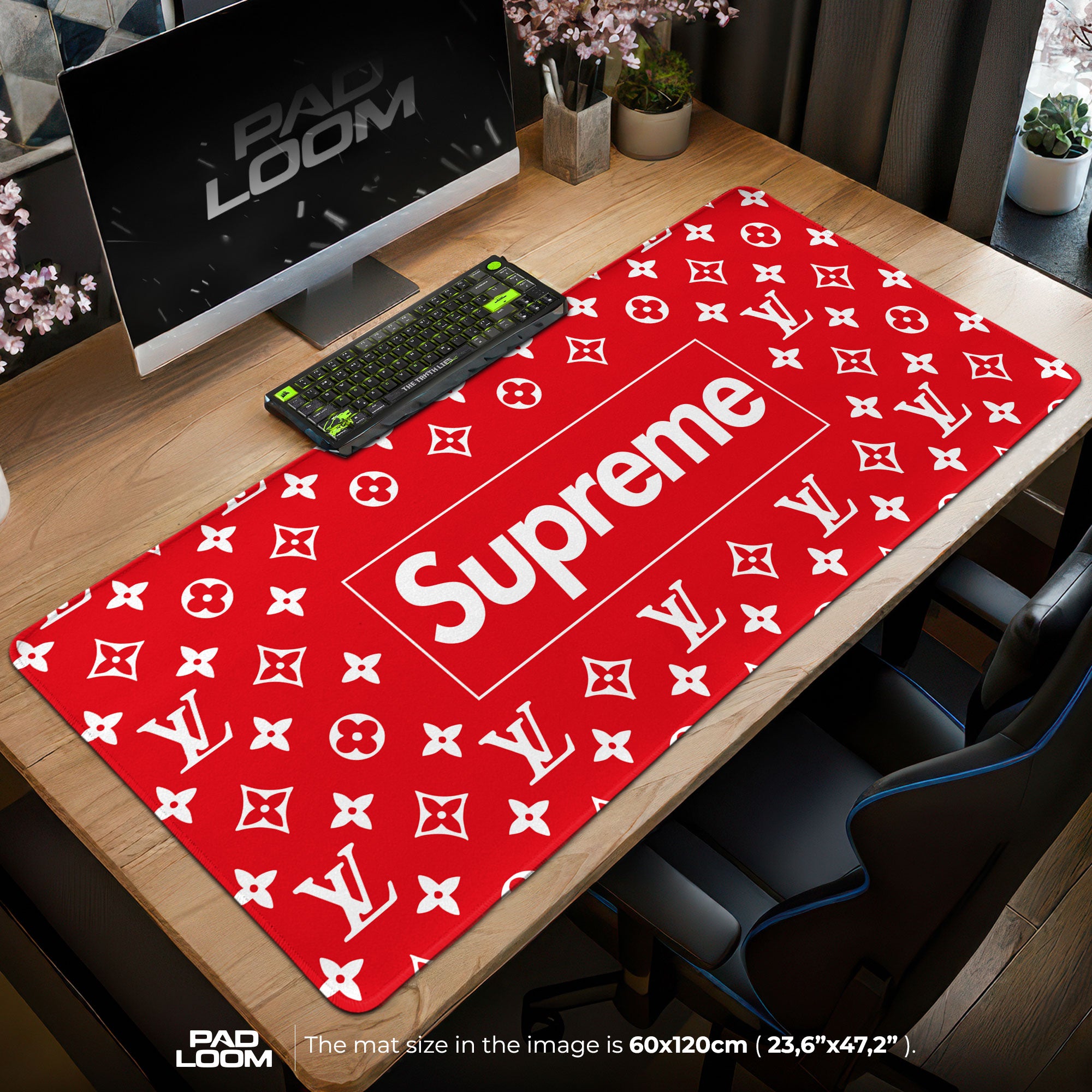 Supreme LV Red Mouse Pad - Luxury Street Desk Mat