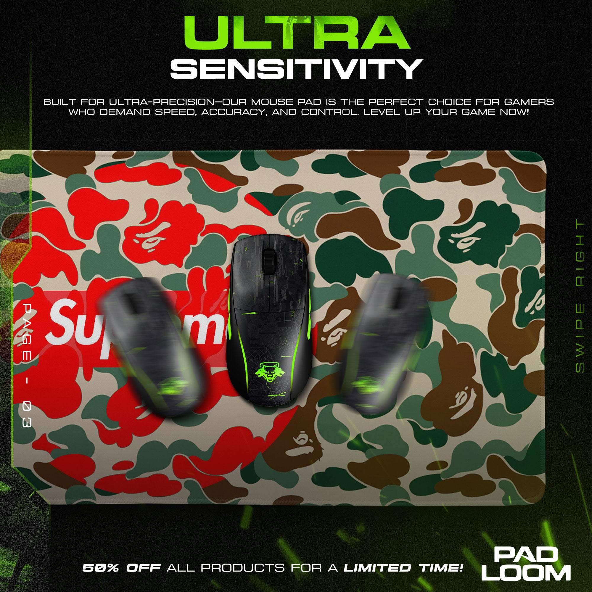 Supreme Mouse Pad, Hypebeast Camo Anime Desk Mat