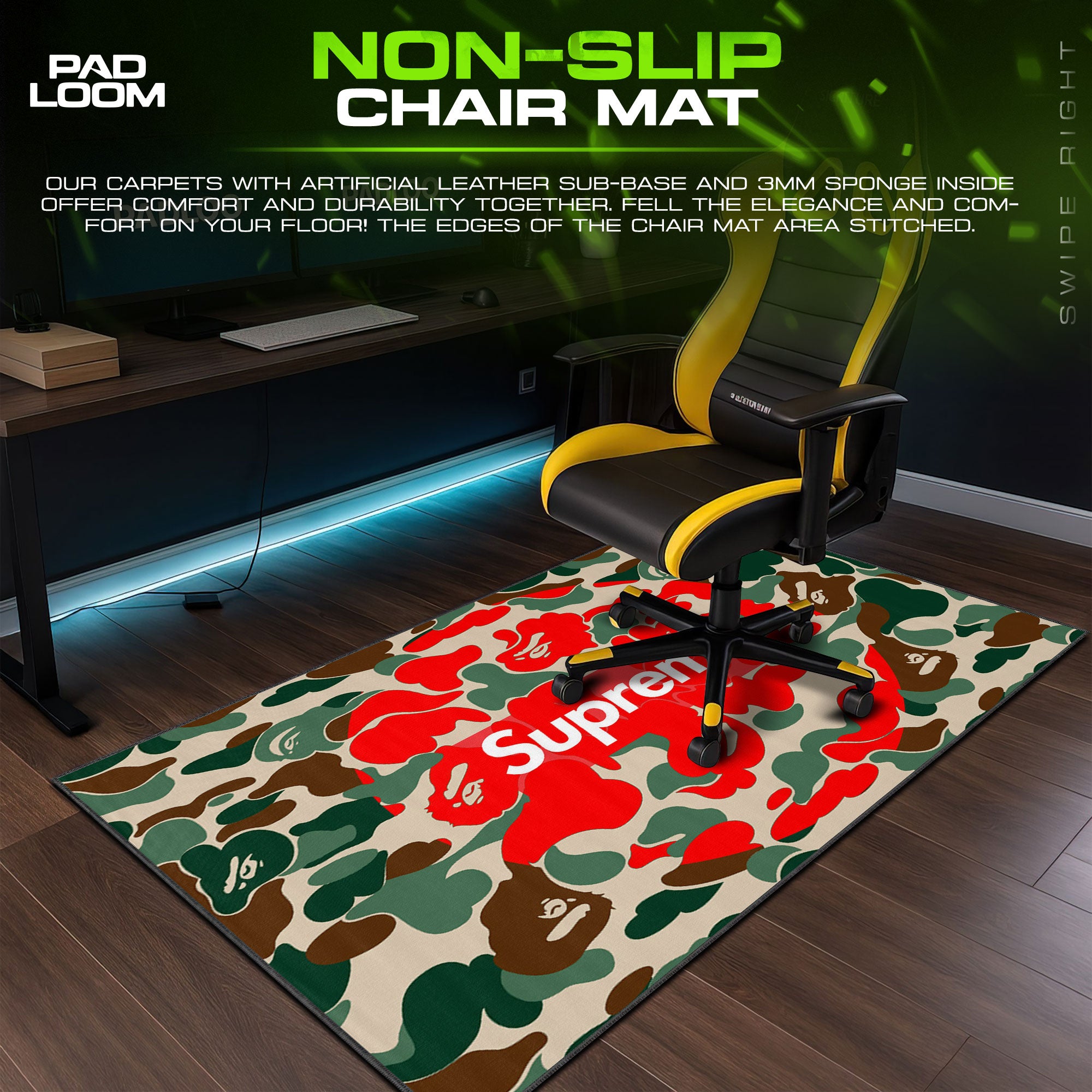 Supreme Mouse Pad, Hypebeast Camo Anime Desk Mat