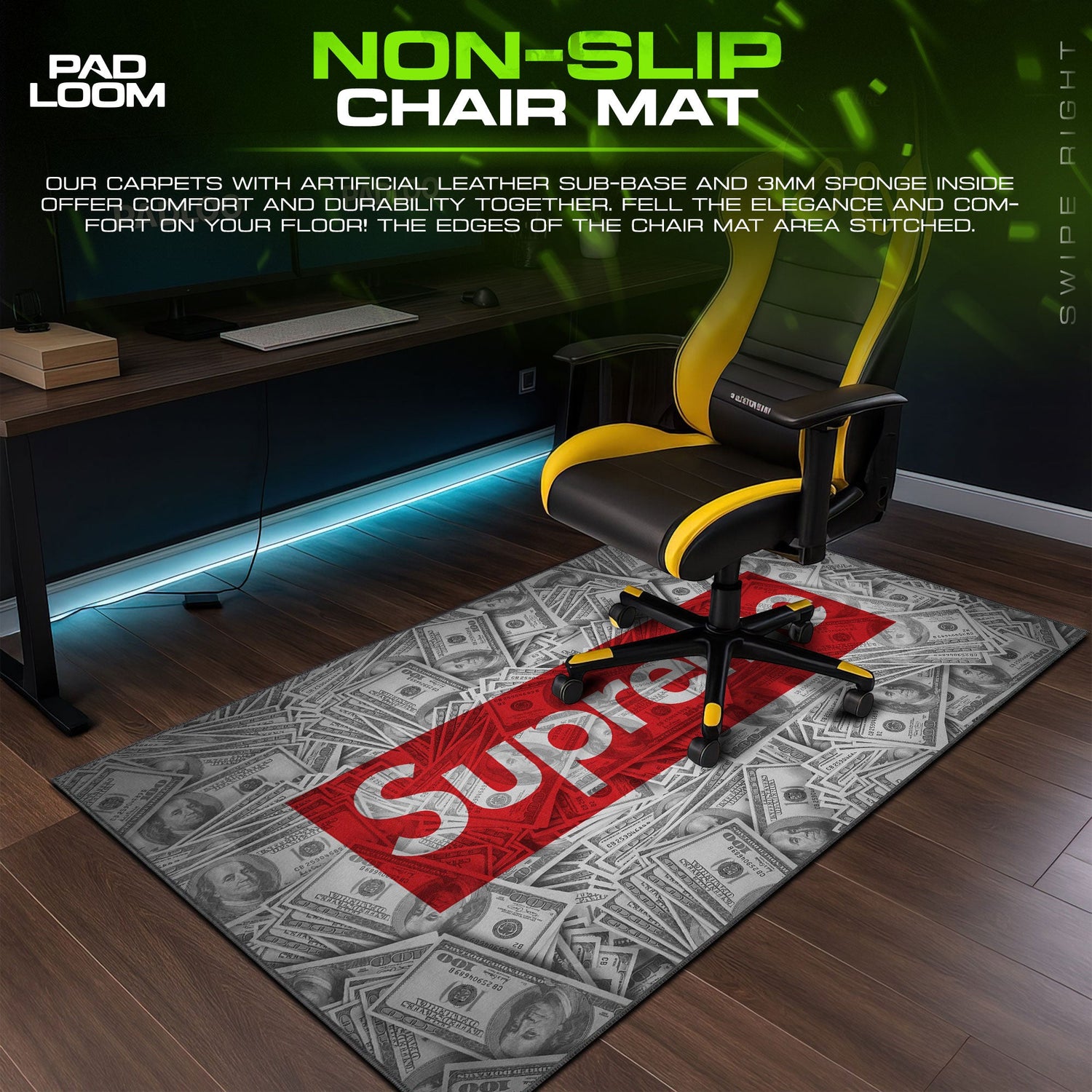 Supreme Mouse Pad, Money Stack Hypebeast Desk Mat Padloom