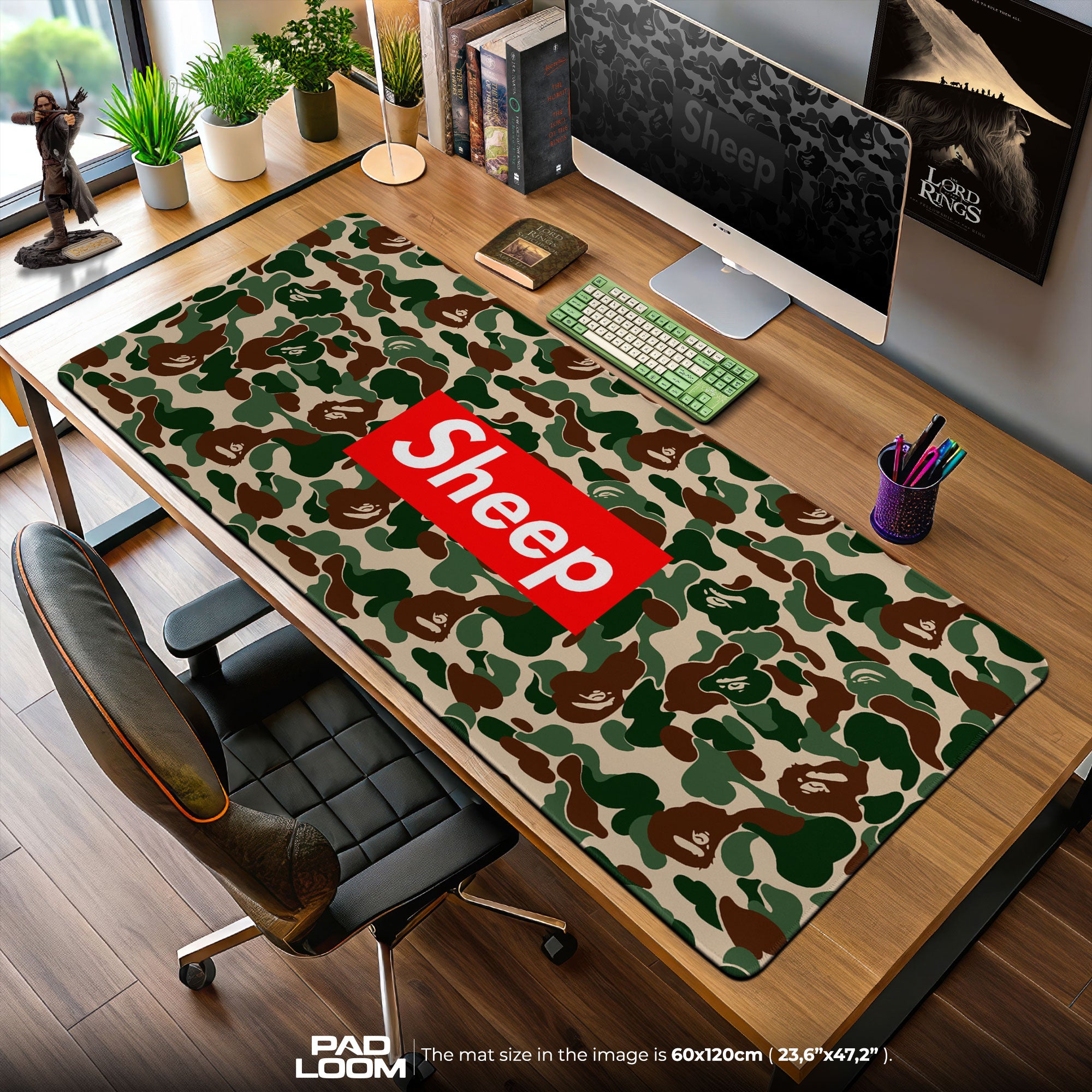 Supreme Mouse Pad, Sheep Parody Camo Anime Desk Mat