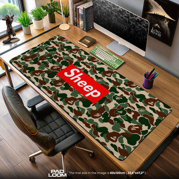 Supreme Mouse Pad, Sheep Parody Camo Anime Desk Mat