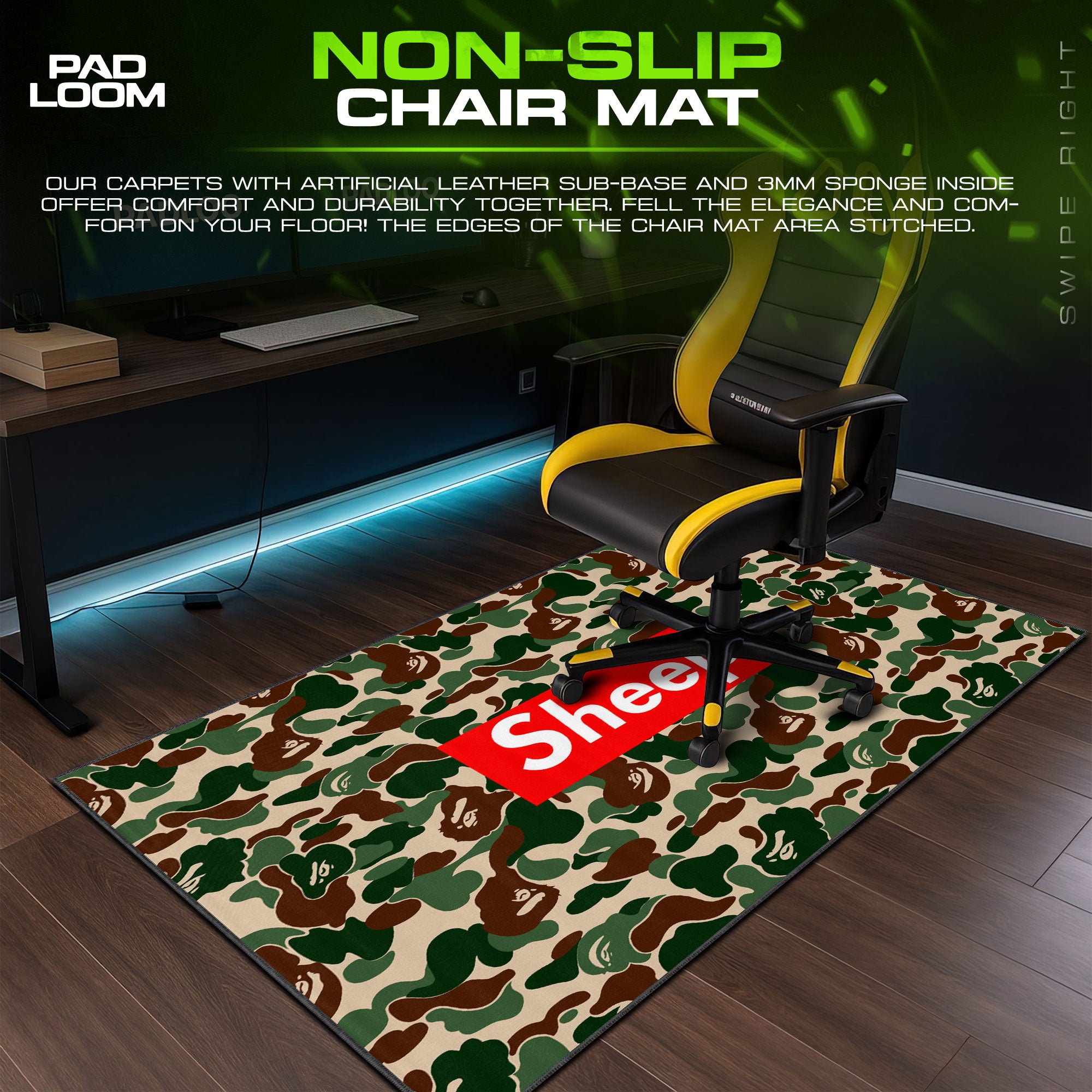Supreme Mouse Pad, Sheep Parody Camo Anime Desk Mat