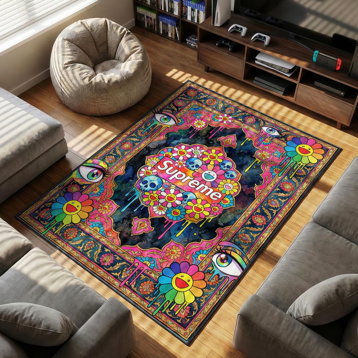 Supreme Murakami Flower Rug - Hypebeast Floor Mat