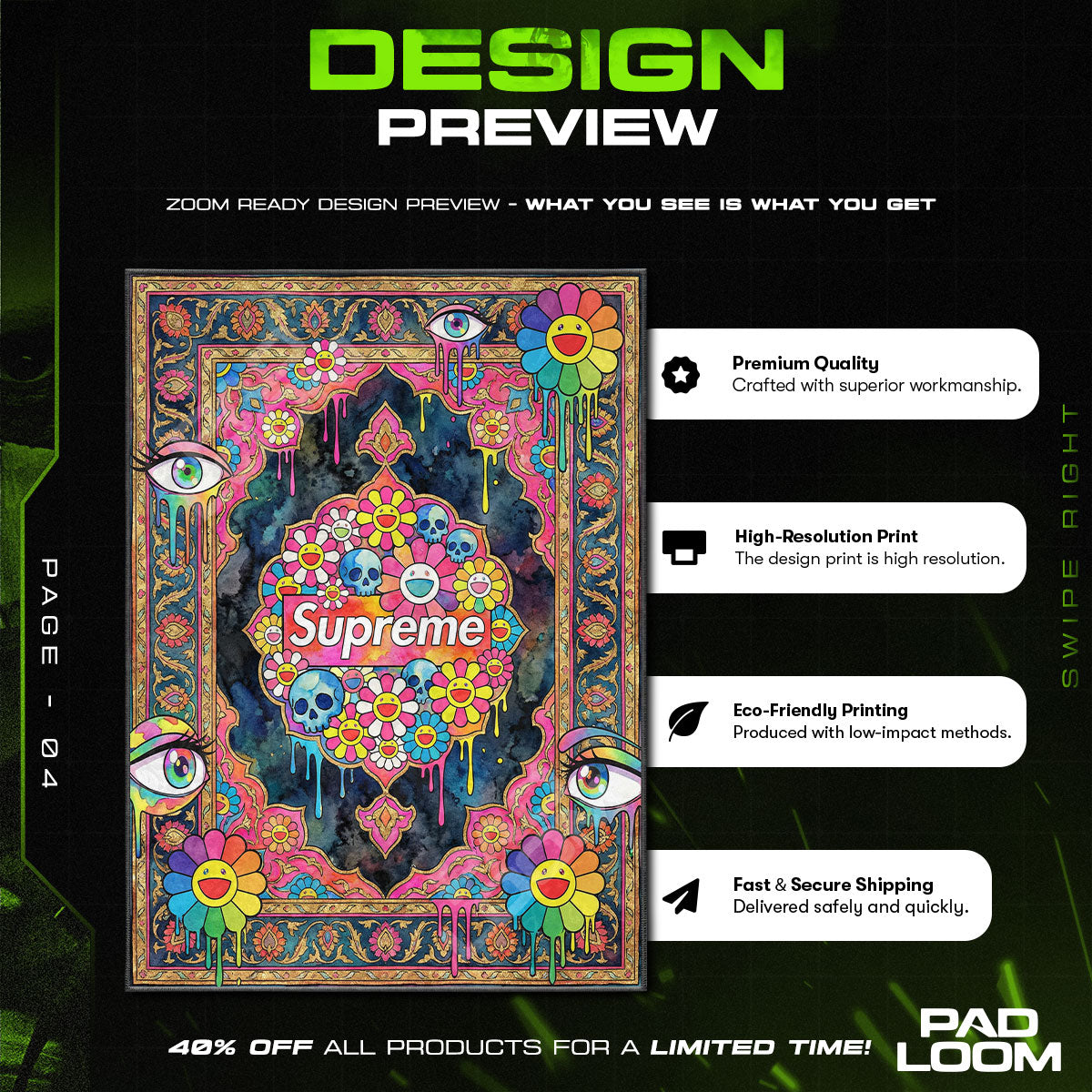 Supreme Murakami Flower Rug - Hypebeast Floor Mat