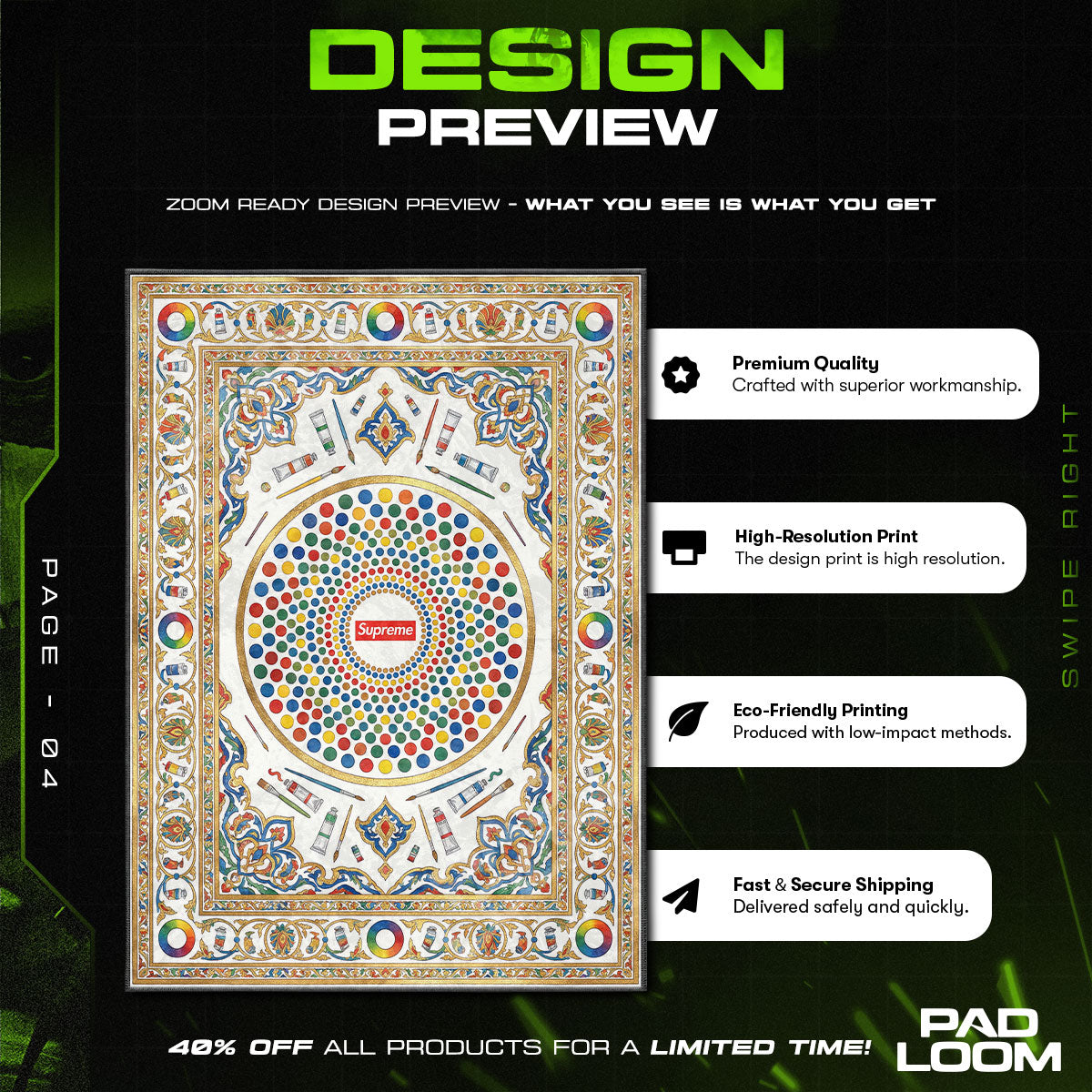 Supreme Pop Art Spot Rug - Streetwear Floor Mat