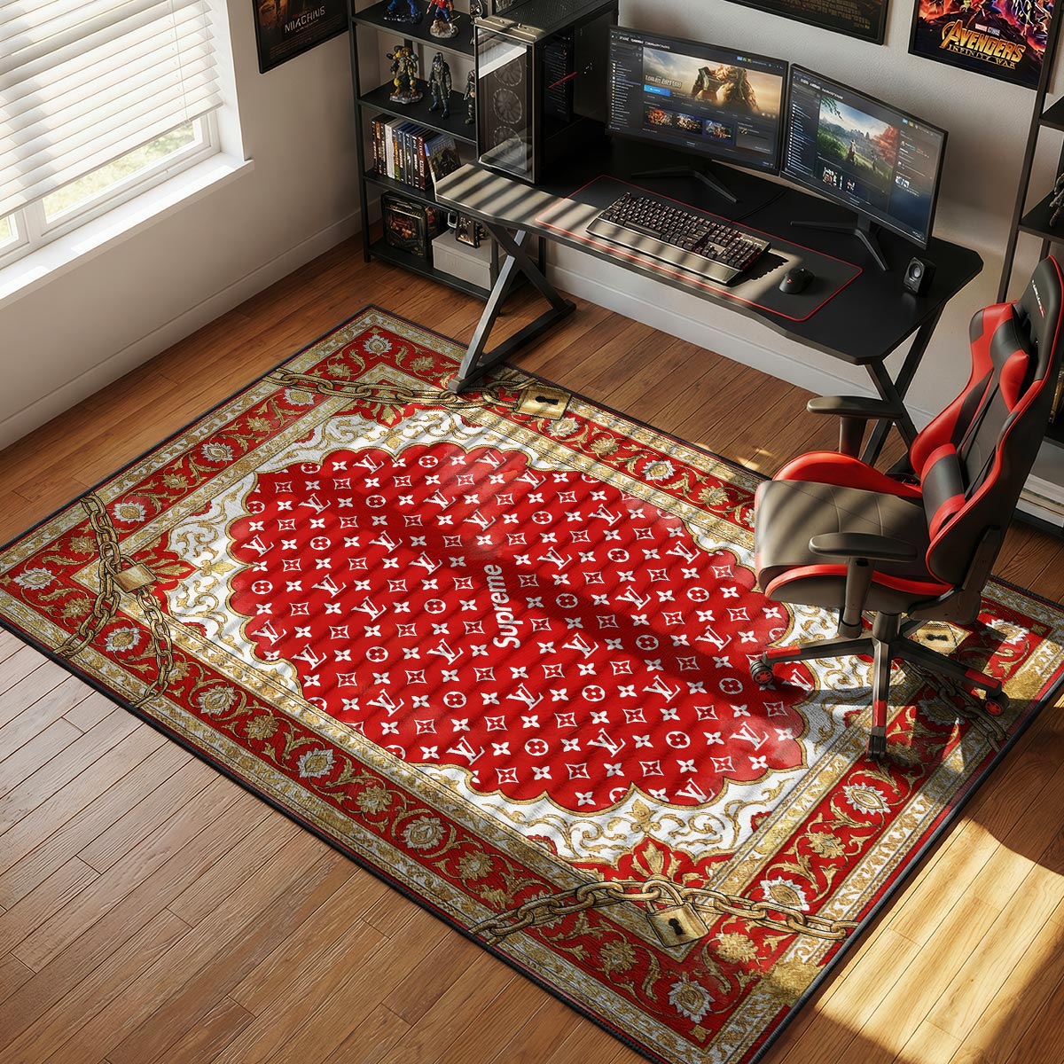 Supreme Red Monogram Chain Hypebeast Floor rug — main product view