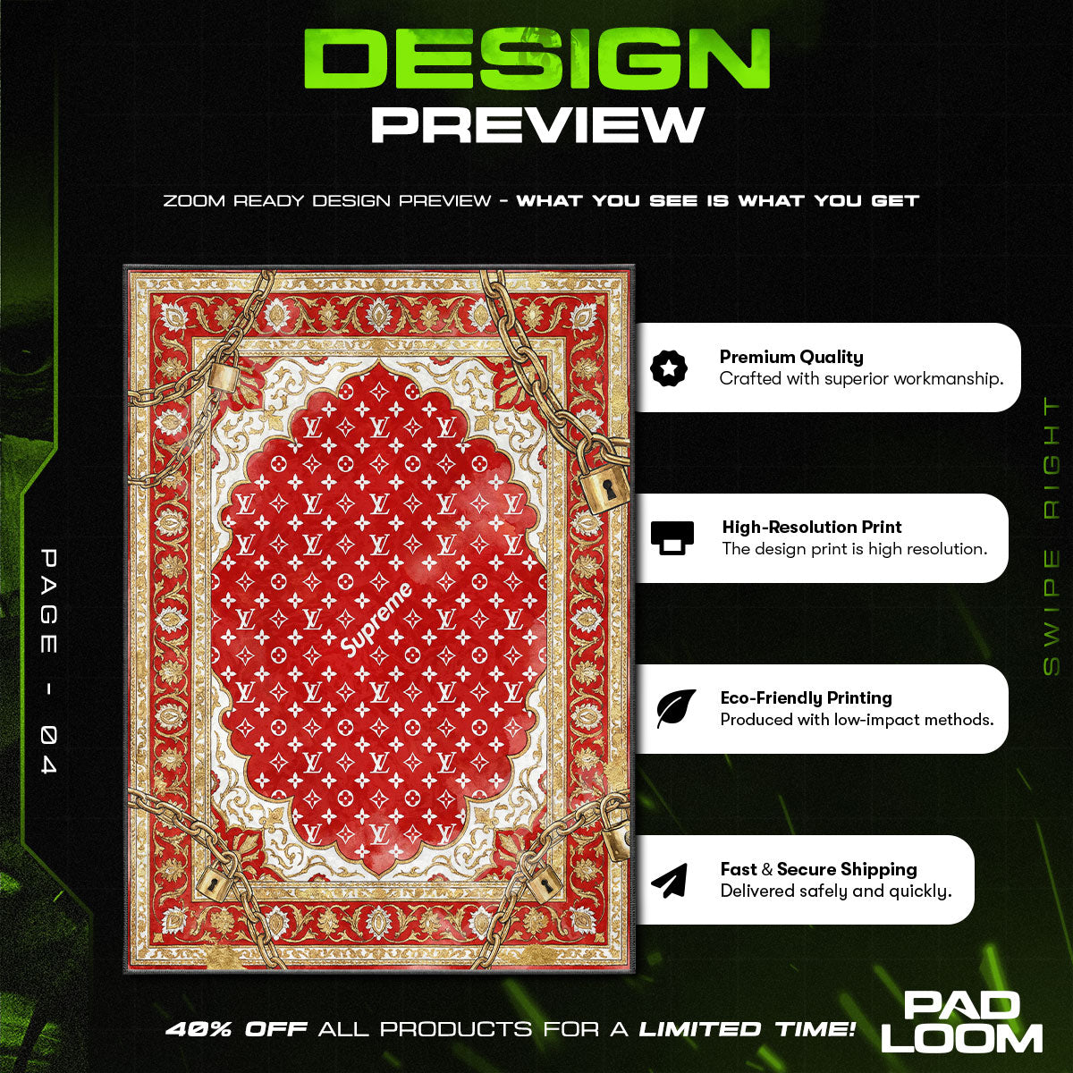 Floor character design printed on rug