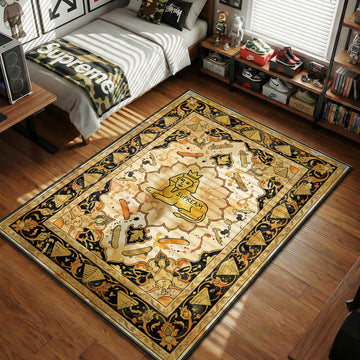 Supreme Supream Sphinx and skateboards orange and black hypebeast area rug