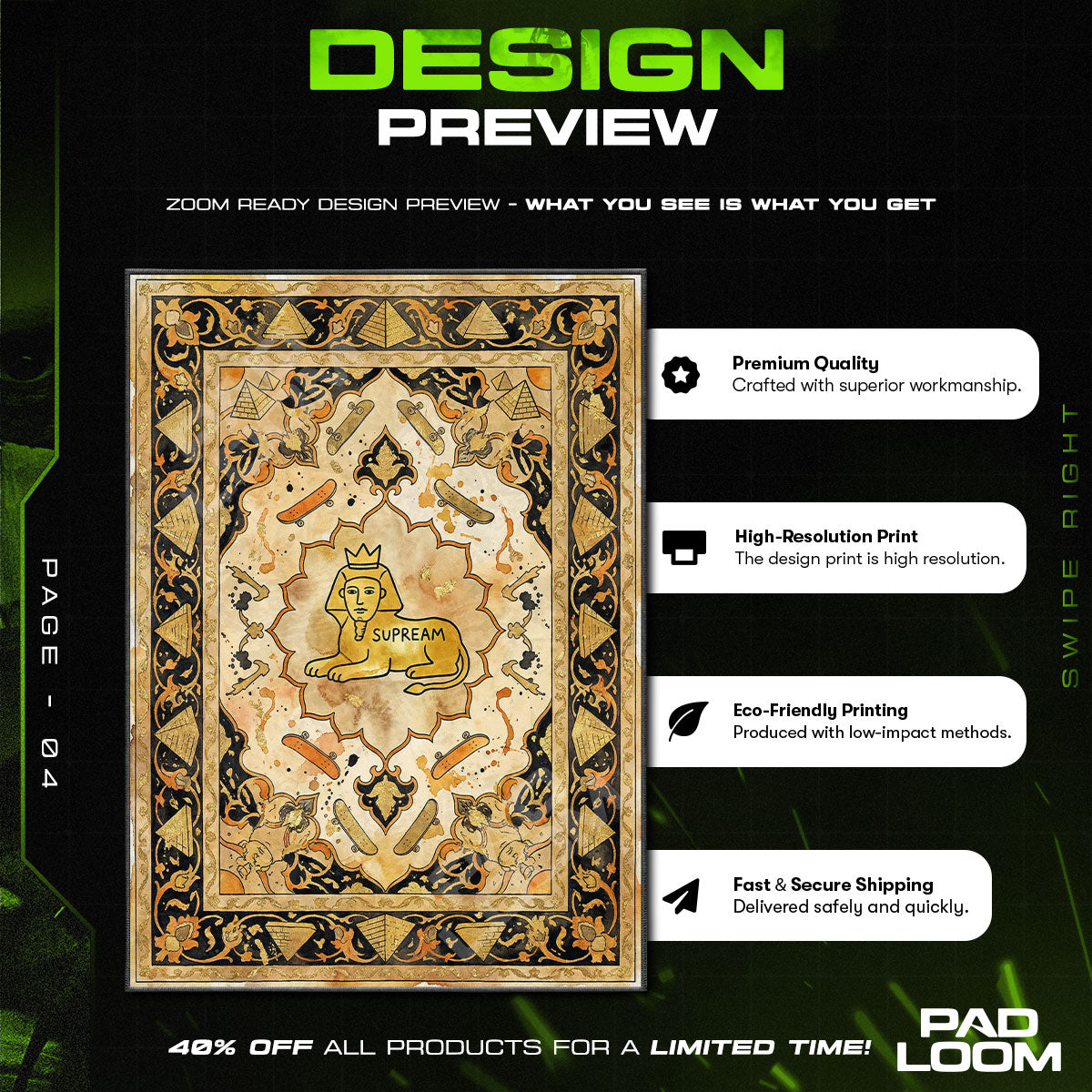 Supreme Ornate Sphinx Rug - Streetwear Floor Mat