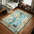 Supreme The North Face vintage world map cartography blue and tan hypebeast area rug