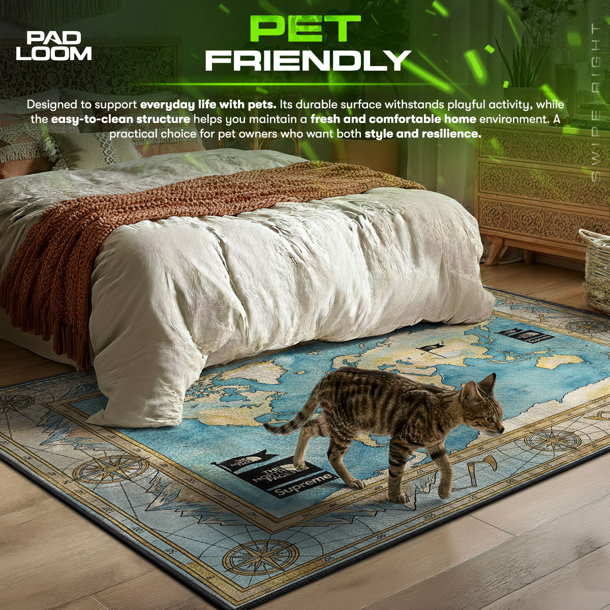 Supreme North Face Map Rug - Streetwear Floor Mat