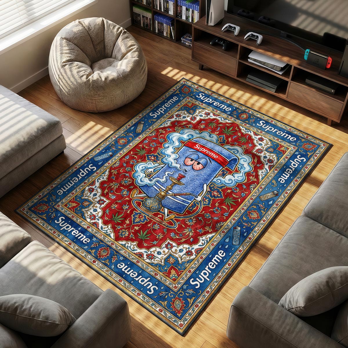 Supreme Towel themed area rug for home decor fans