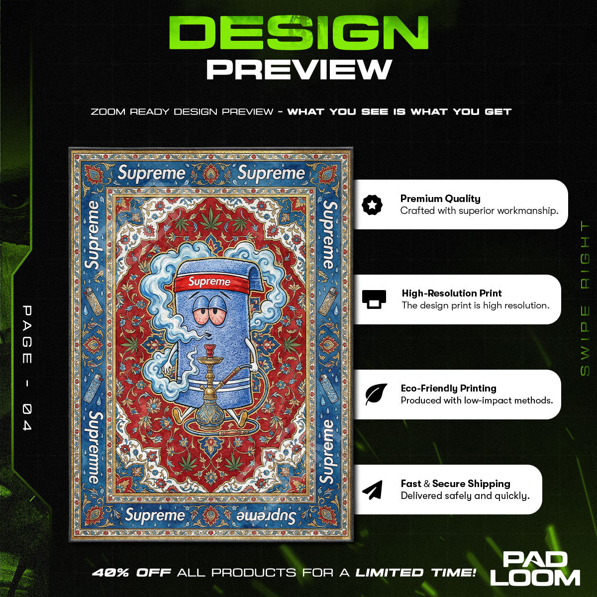 Decor character design printed on rug