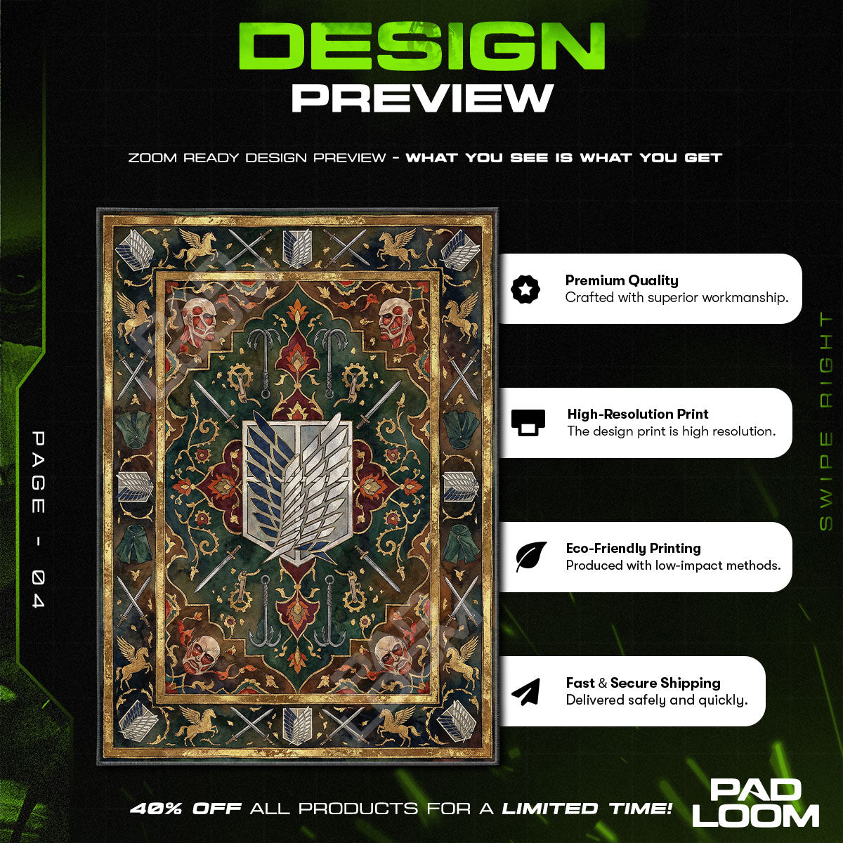 Survey Corps Royal Crest Rug - Attack on Titan Chair Mat