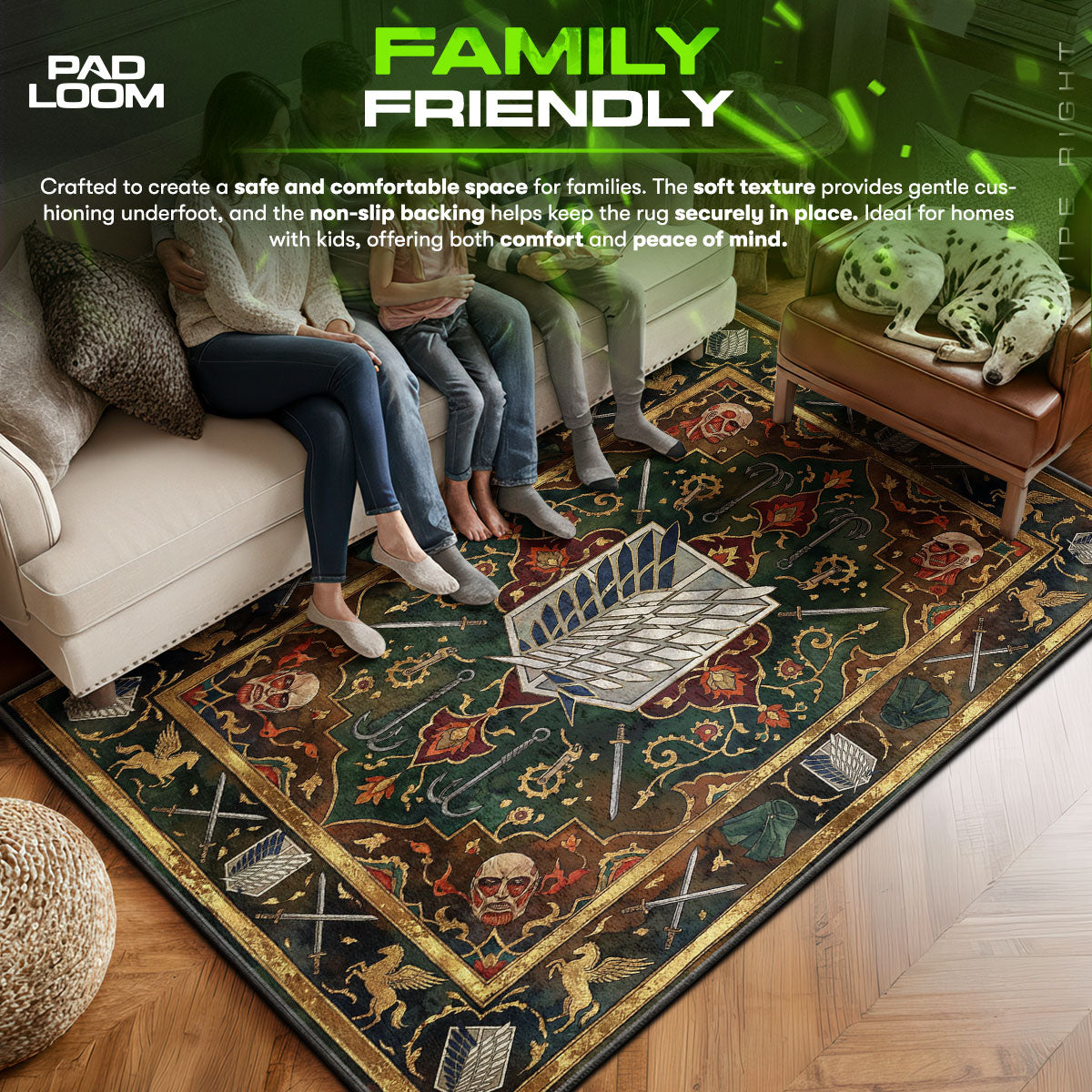 Survey Corps Royal Crest Rug - Attack on Titan Chair Mat