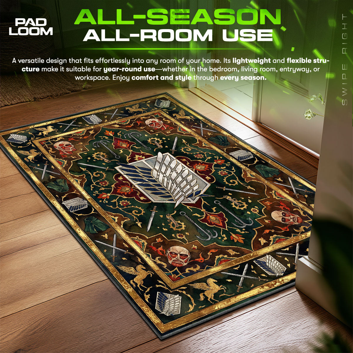 Survey Corps Royal Crest Rug - Attack on Titan Chair Mat