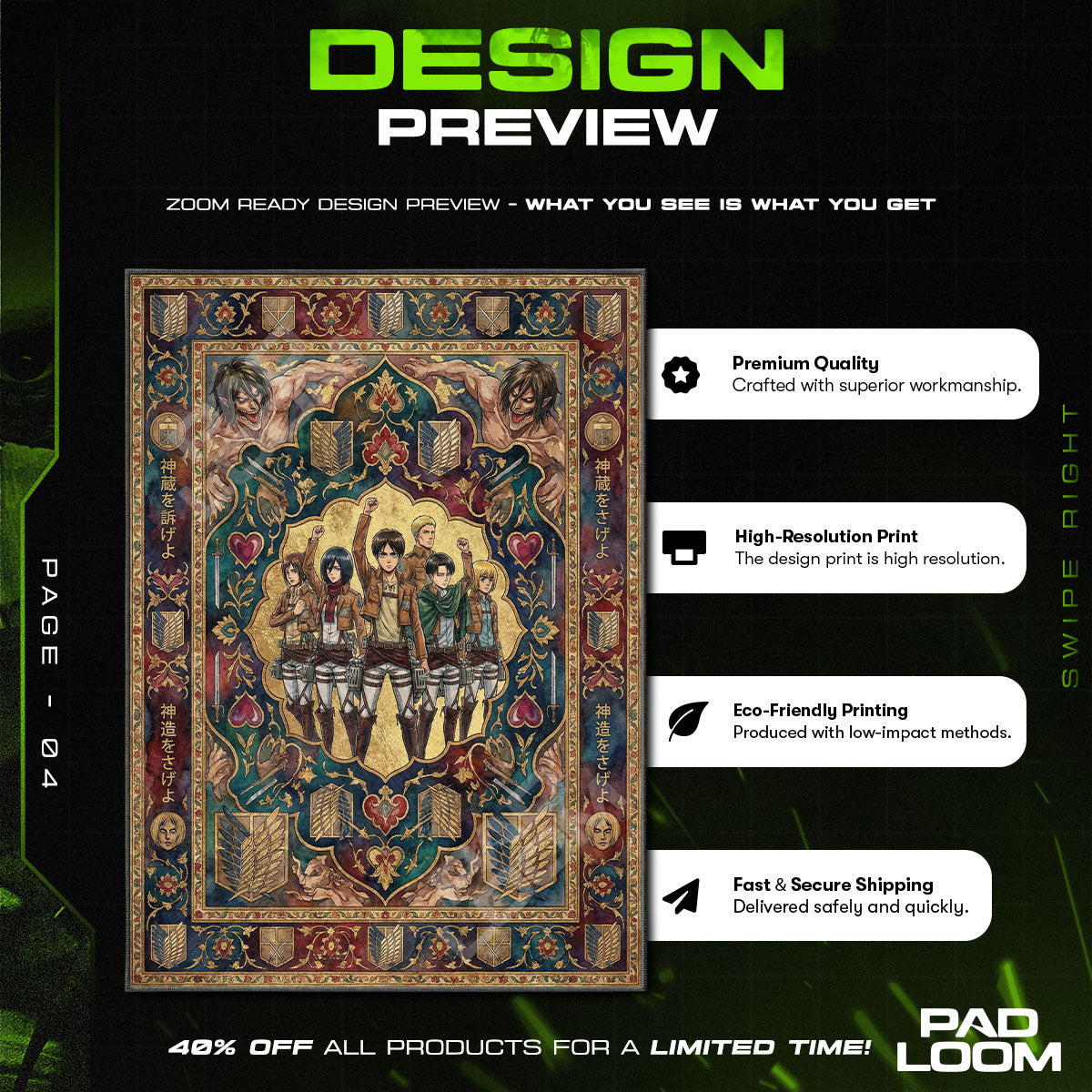 Umhangtrupp-Gruppe Teppich - Angriff auf Titan Stuhlmatte