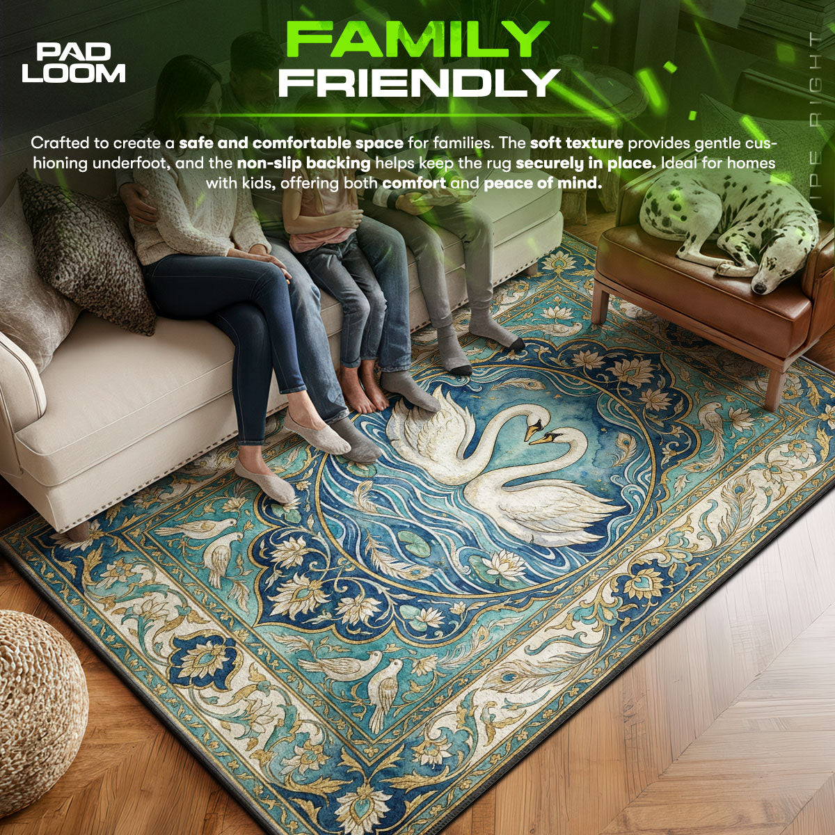 Area character design printed on rug