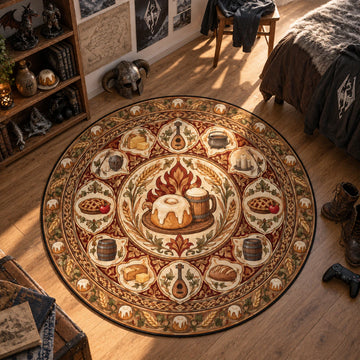 Sweetroll Feast Round Rug - Skyrim Chair Mat