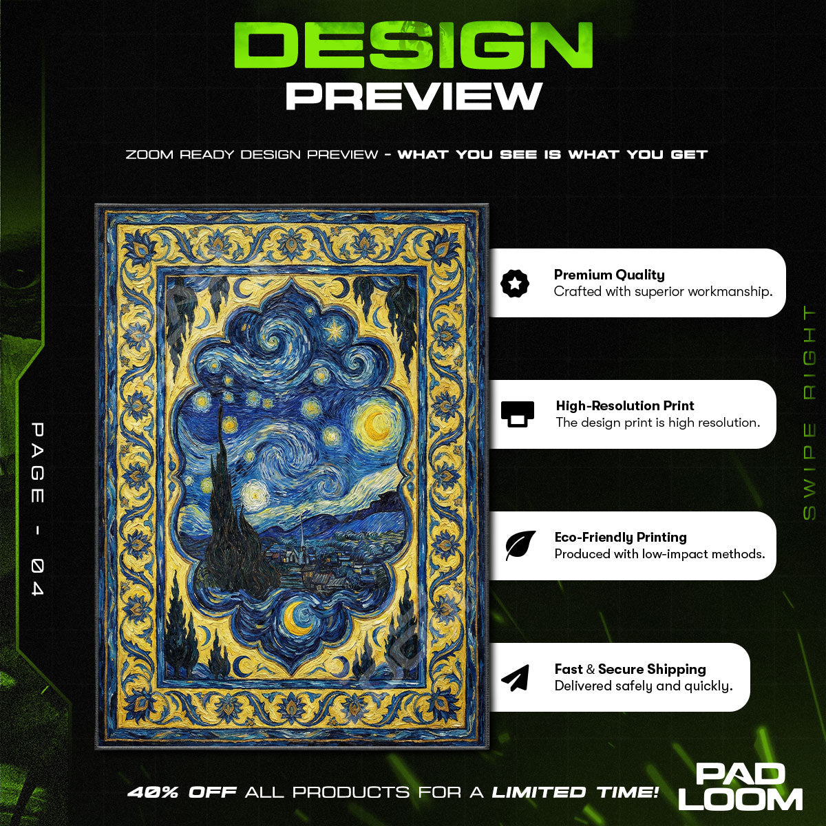 Swirling Night Sky Post Impressionist Area rug — main product view