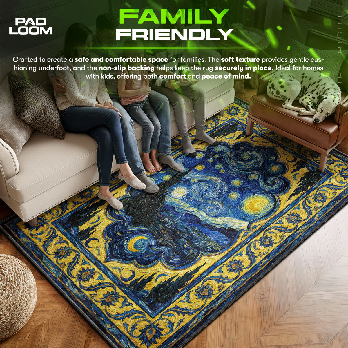 Area character design printed on rug