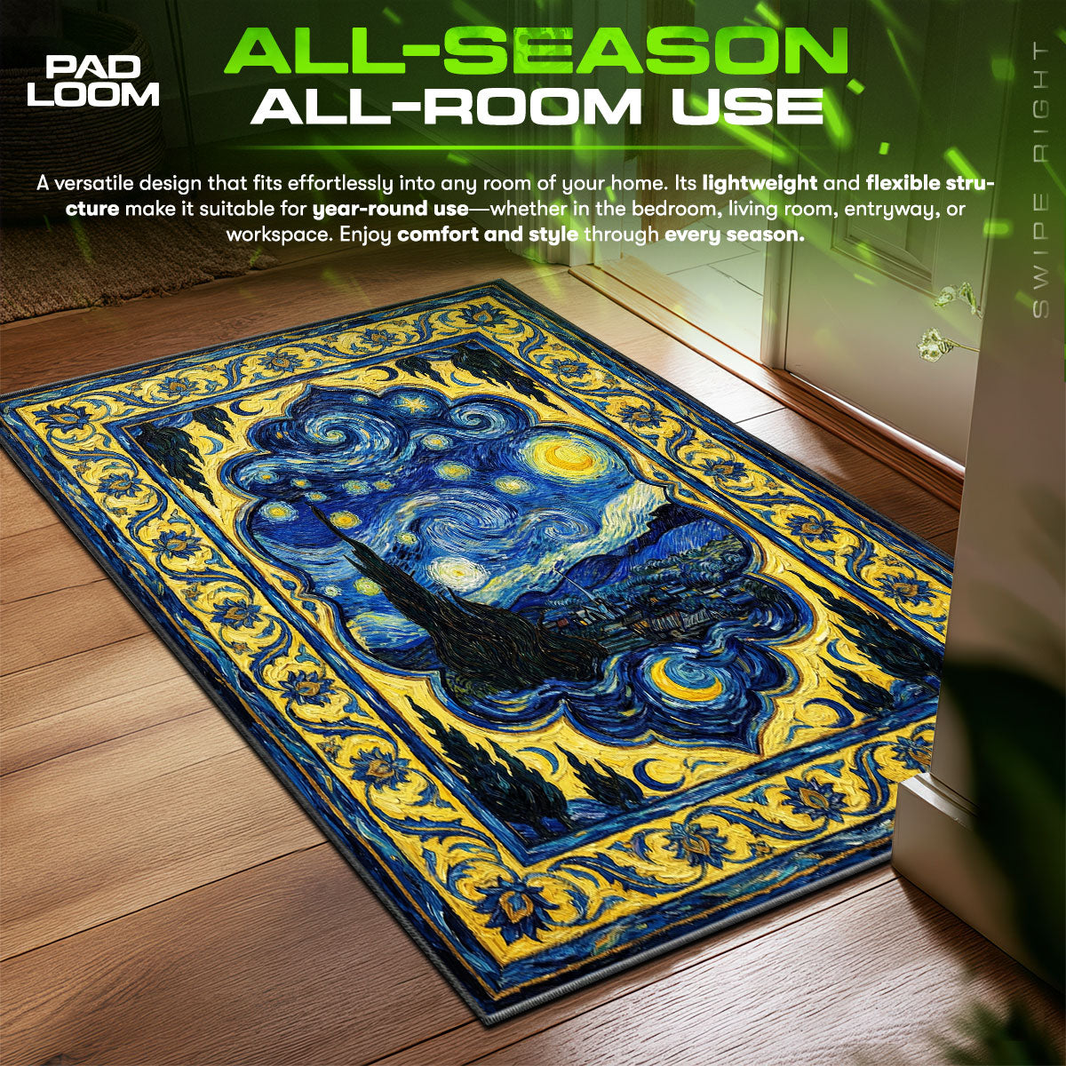 Detailed close-up of Swirling rug pattern