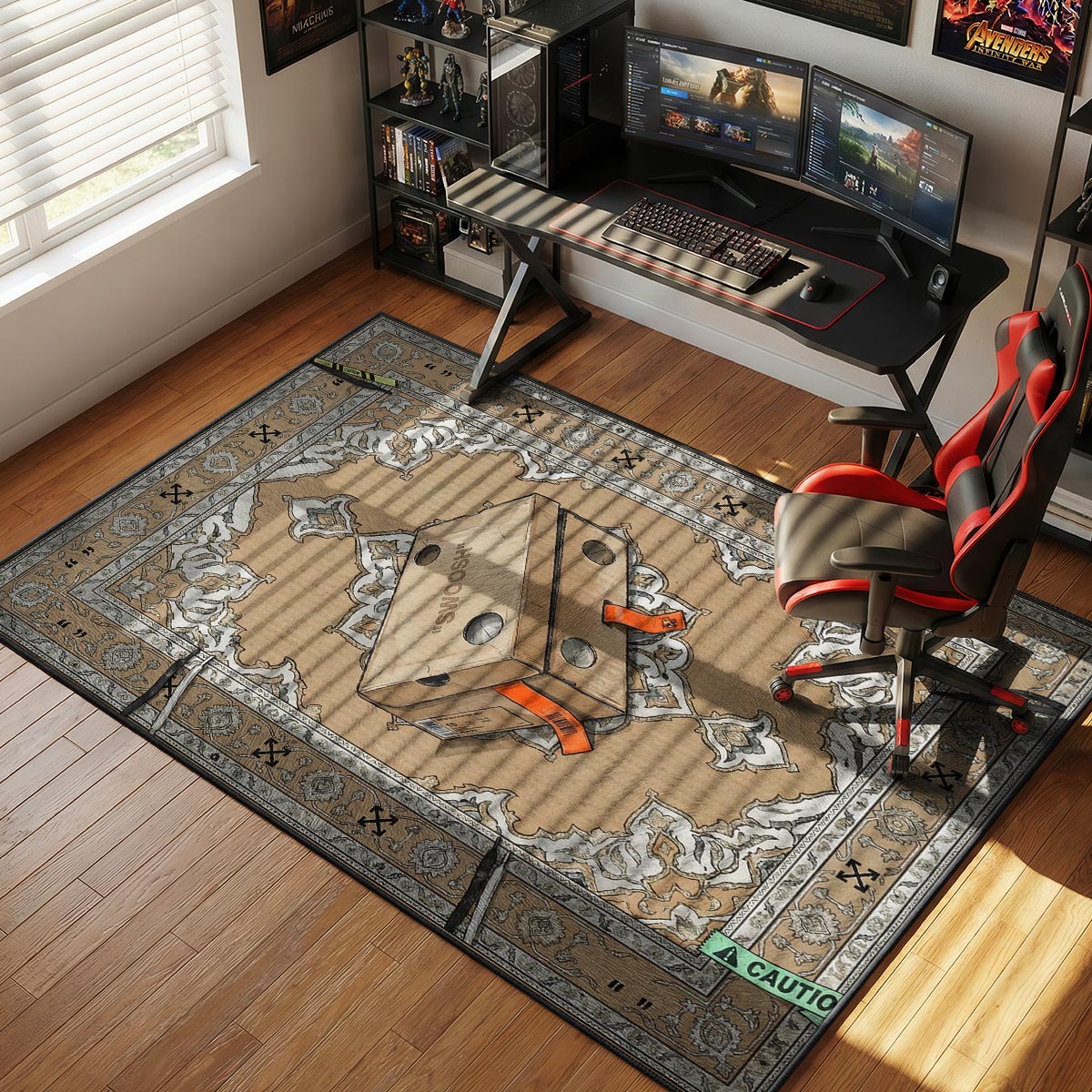 Swoosh Box Baroque Rug - Designer Floor Mat