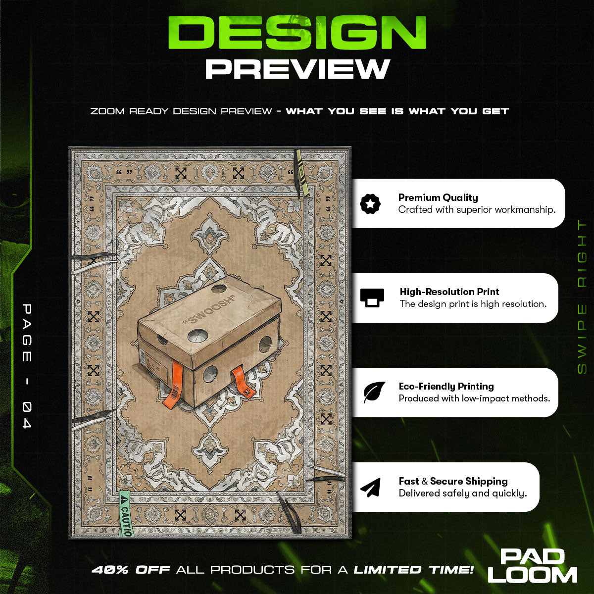 Swoosh Box Baroque Rug - Designer Floor Mat