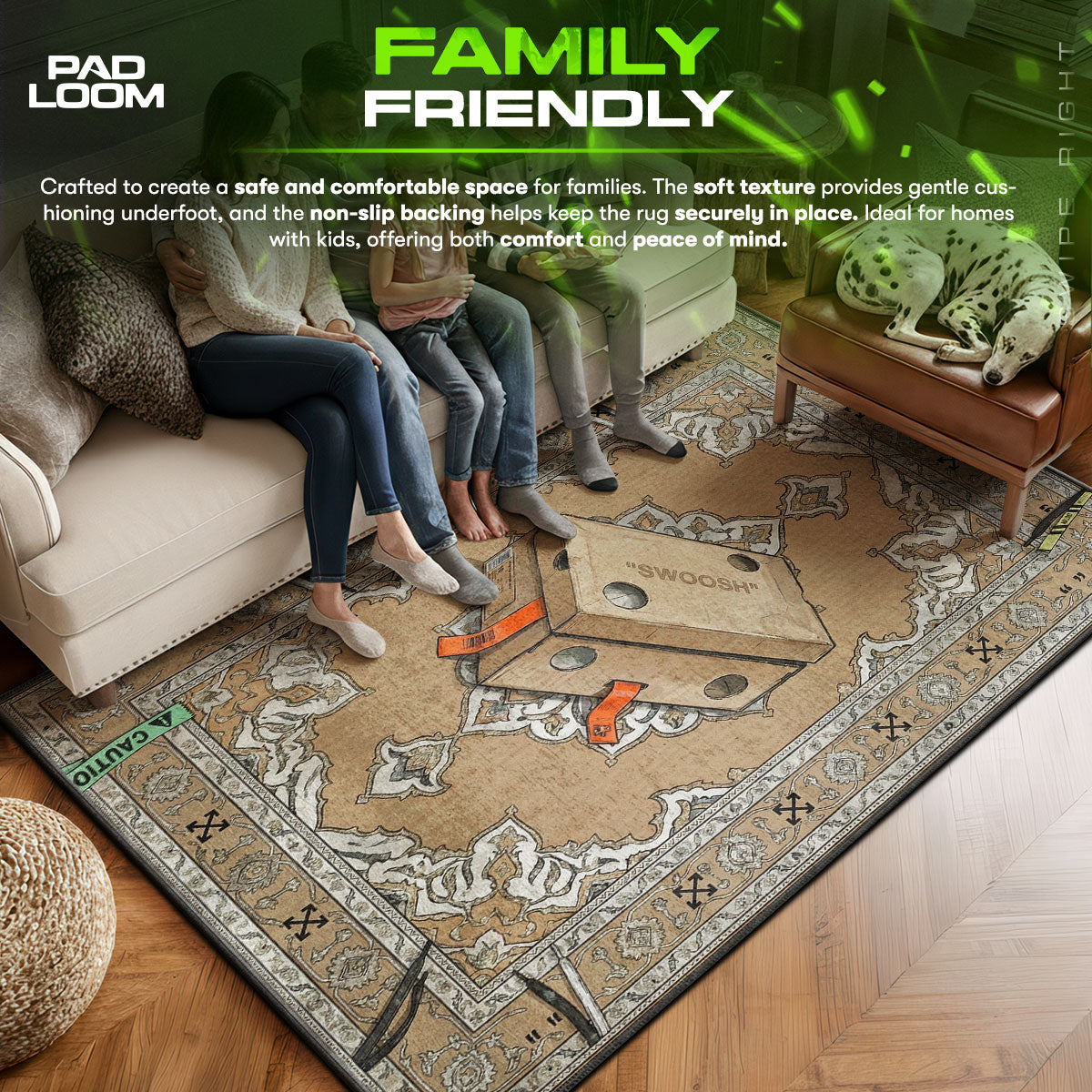 Swoosh Box Baroque Rug - Designer Floor Mat