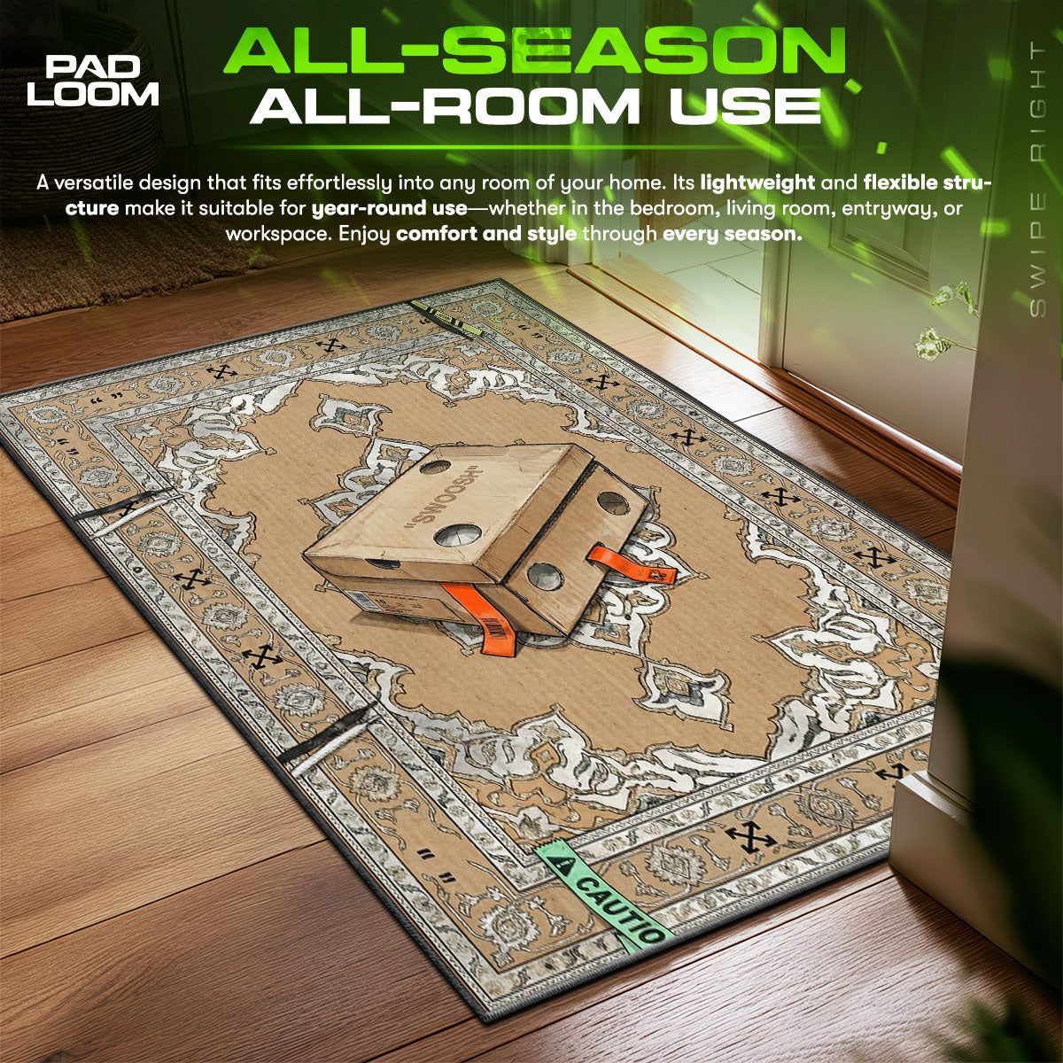 Swoosh Box Baroque Rug - Designer Floor Mat