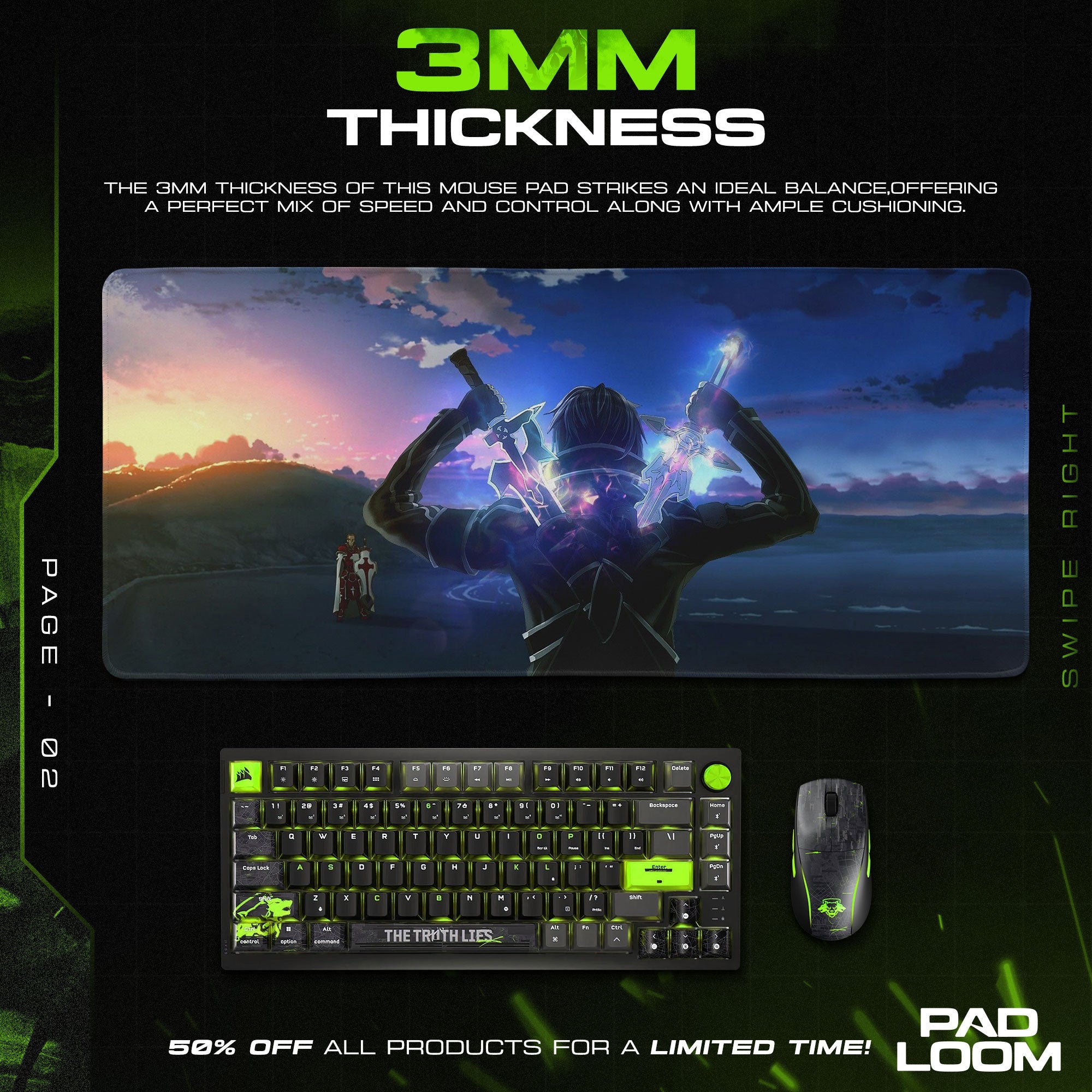 Sword Art Online Mouse Pad - Dual Blades Anime Desk Mat Padloom