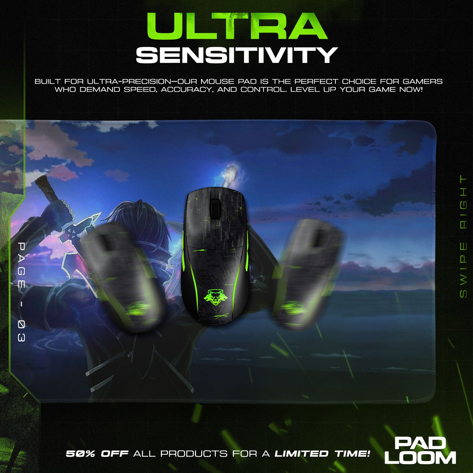 Sword Art Online Mouse Pad - Dual Blades Anime Desk Mat Padloom