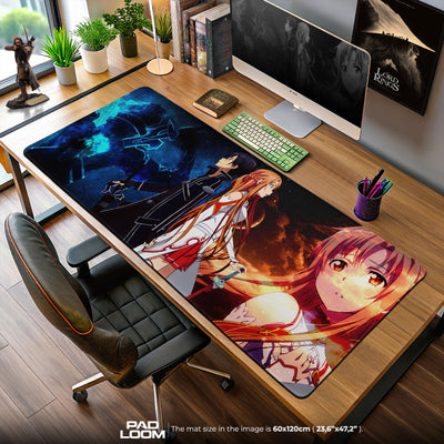 Sword Art Online Mouse Pad, Kirito and Asuna Gaming Desk Mat